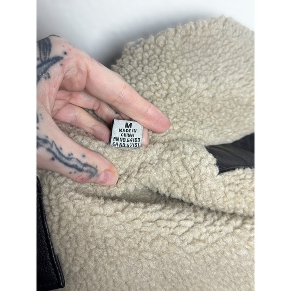 Levi Strauss Co Mens Faux Leather Sherpa Lined Trucker Jacket Dark Brown Size M - Picture 15 of 16